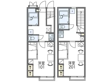レオパレスジゥイール富永(1K/2階)の間取り写真
