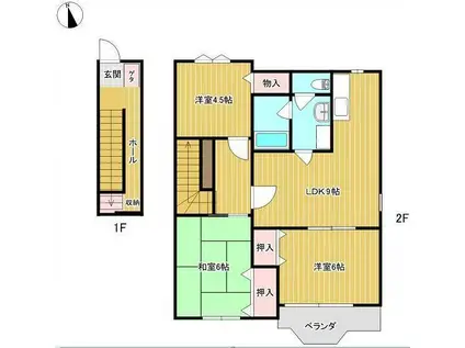 中津中浜ハイツ(3LDK/2階)の間取り写真