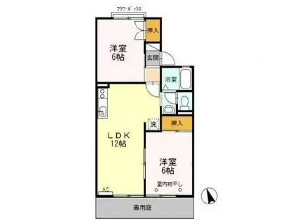 タウンハウス愛野公園E(2LDK/1階)の間取り写真