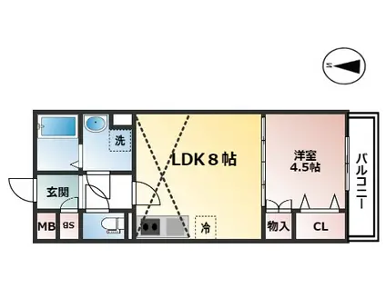 KTIレジデンス江坂(1LDK/3階)の間取り写真