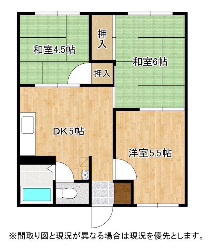 タウニィ熊西(3DK/2階)の間取り写真