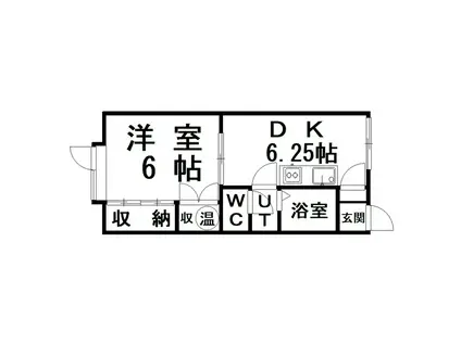 NEW CITY芦野(1DK/2階)の間取り写真