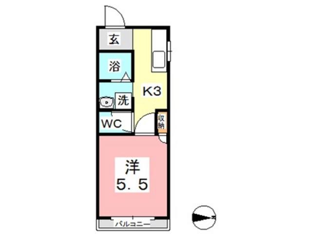 プチパール(1K/2階)の間取り写真