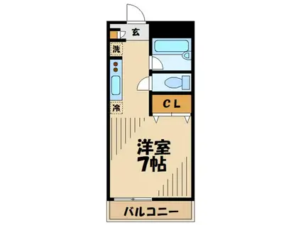 サニ-サイド(1K/2階)の間取り写真