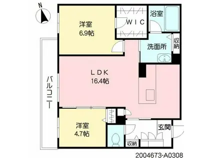 積水ハウス シャメ―ゾン ソレアード(2LDK/3階)の間取り写真