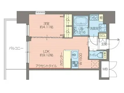 プレジオ御幣島(1LDK/6階)の間取り写真