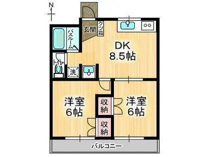 サンハイツ田中I(2DK/2階)の間取り写真