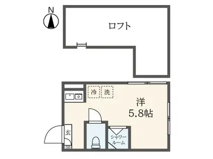リージェンシー武蔵関(ワンルーム/2階)の間取り写真