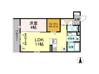RIQUEZA竜田町 リクイーザタツタマチ(1LDK/2階)の間取り写真