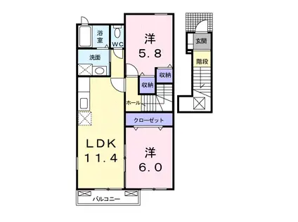 デスパシオカーサI(2LDK/2階)の間取り写真