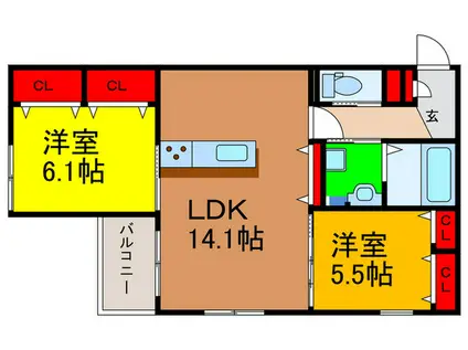 EMOUVOIR(2LDK/2階)の間取り写真