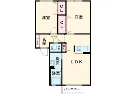 コスモ  C棟(2LDK/2階)の間取り写真