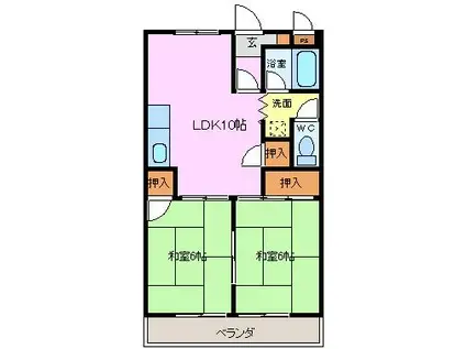 堀田ビル(2LDK/5階)の間取り写真