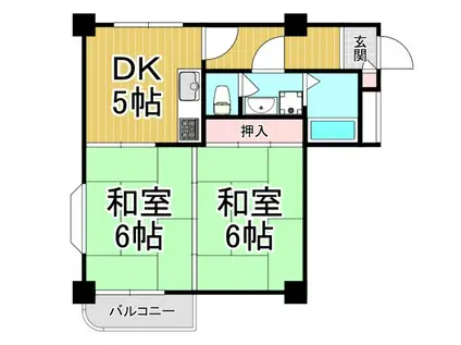 サンパレス21尼崎(2DK/1階)の間取り写真