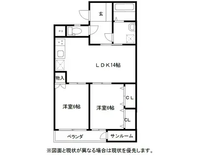 アメニクス(2LDK/3階)の間取り写真