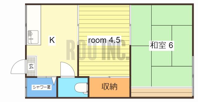 サンビレッヂ東辻井(2K/1階)の間取り写真