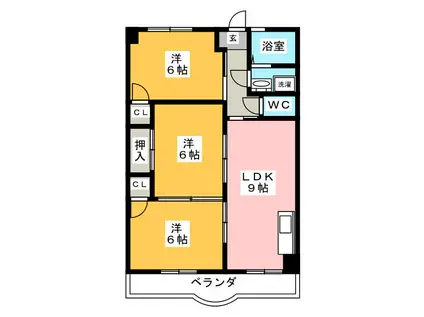 ファミール上松(3LDK/4階)の間取り写真