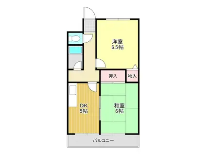アパートメント堺II(2DK/4階)の間取り写真
