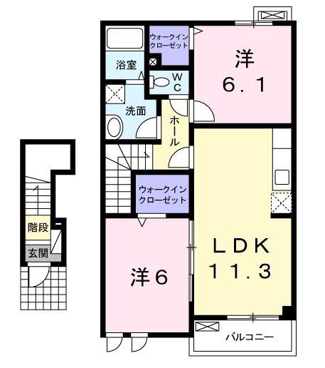 サワディ和気(2LDK/2階)の間取り写真