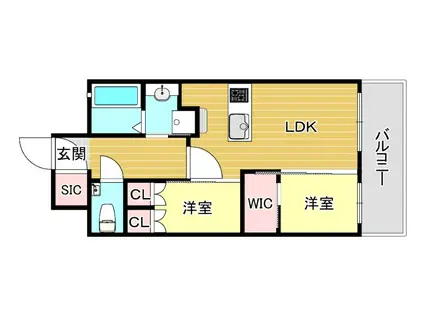 クリオ福岡博多ミッドグレイス(2LDK/5階)の間取り写真