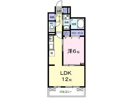 リバーサイドII(1LDK/2階)の間取り写真