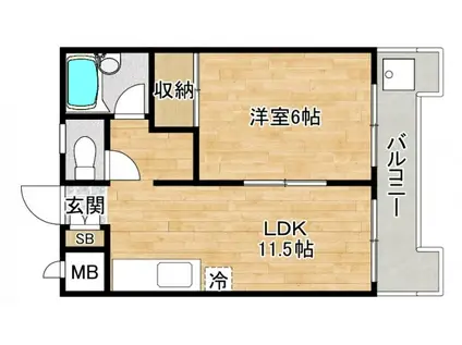 トゥリオーニ豊中南(1LDK/4階)の間取り写真