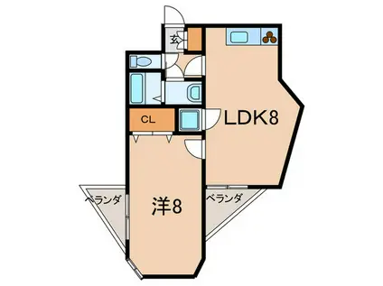 サンパレス21苦楽園(1LDK/1階)の間取り写真