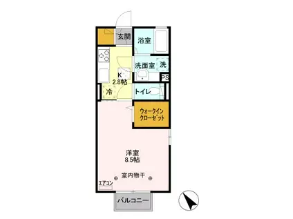 D-ROOM ラフィーネ101(1K/1階)の間取り写真