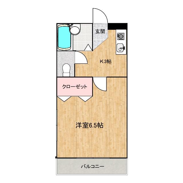 スカイパレス(1K/1階)の間取り写真