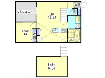 PALAZZO(1LDK/2階)の間取り写真