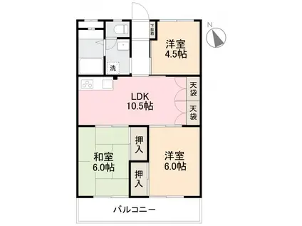 アルト木太I(3LDK/3階)の間取り写真