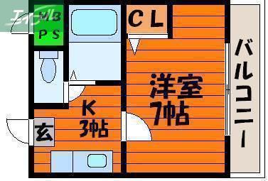 CASANUAGE(1K/3階)の間取り写真