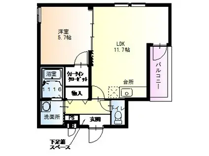 フジパレス西住之江III番館(1LDK/2階)の間取り写真