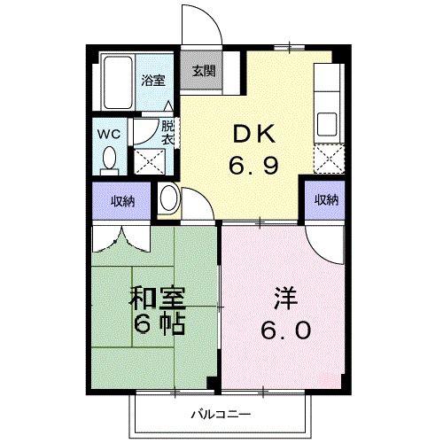 F・OAK(2DK/2階)の間取り写真