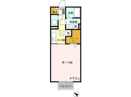 オワゾー・ブルー(1K/1階)の間取り写真