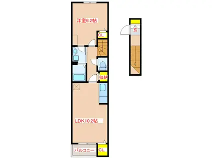 メゾン・ドリームIII(1LDK/2階)の間取り写真