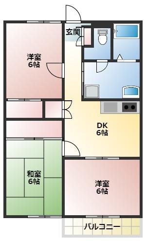 ミューズイン北山(3DK/2階)の間取り写真