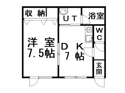 ノースIV(1DK/1階)の間取り写真