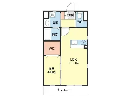 M.なつ&秋(1LDK/1階)の間取り写真