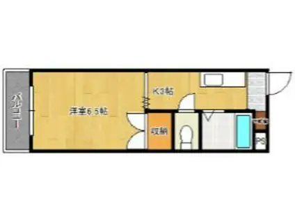 コンバーチブルII(1K/1階)の間取り写真