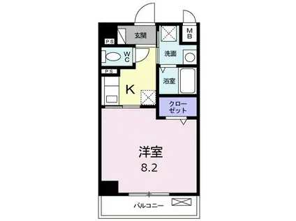 クラシオンルガール イシカワII(1K/4階)の間取り写真