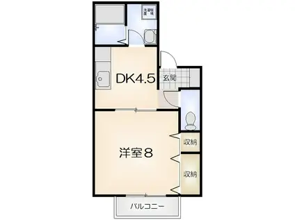 ハーバービュー金磯 C棟(1DK/1階)の間取り写真