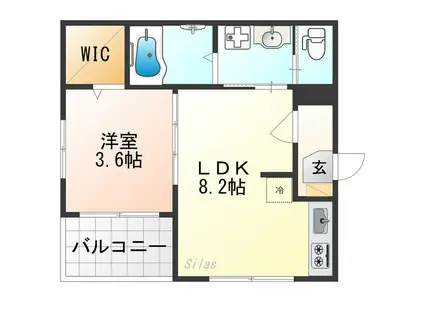 ハーモニーテラス納所町(1LDK/2階)の間取り写真