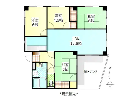 ベルハイム北沢(4LDK/1階)の間取り写真