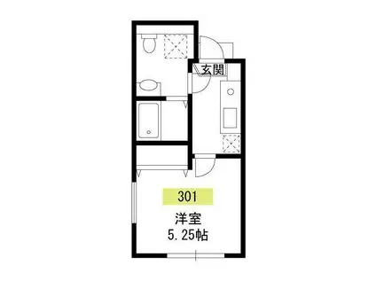 GRACE OMORIーサウス(1K/3階)の間取り写真