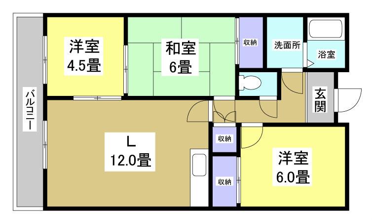 ハイツ四ツ池(3LDK/3階)の間取り写真