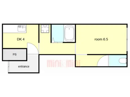 ペディハイツ尼崎大物(1DK/1階)の間取り写真