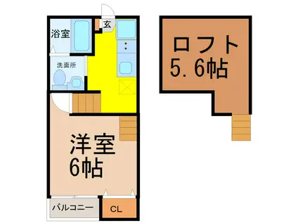 コーエイII(1SK/2階)の間取り写真