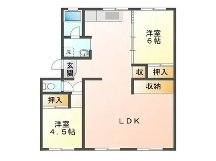 豊橋鉄道東田本線 井原駅(愛知) 徒歩38分 3階建 築50年(2LDK/2階)の間取り写真