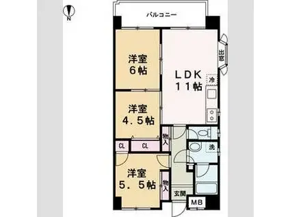 リーベンハイツ(3LDK/4階)の間取り写真